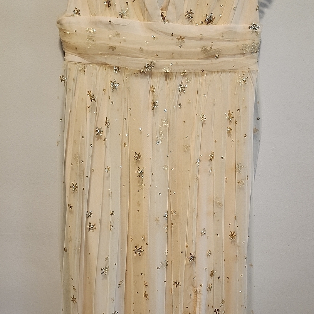 Soieblue Nova Cream Fairy Princess Maxi Dress Gold Sparkle Star Details Large - Picture 5 of 11